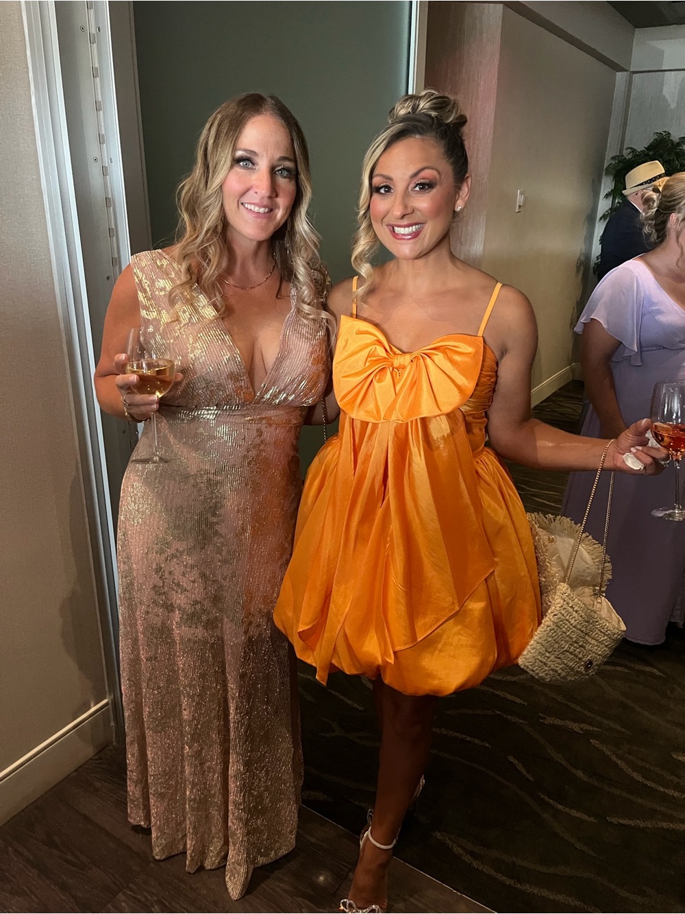 Mac Duggal Ieena Orange Taffeta Bow Balloon Mini Dress Style 27040